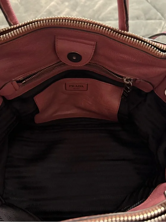 Authentic Prada Rose-Pink Leather Top-Handle Satchel with Shoulder Strap - Picture 11 of 11